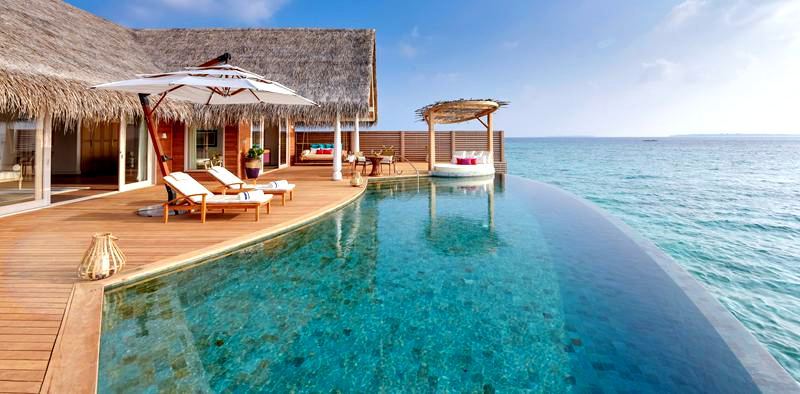 房型内部设施图片参考，如无边泳池与电视及音响， 海洋住宅套房-Ocean Residence maldievs(米莱度岛 Milaidhoo Island Maldives) 